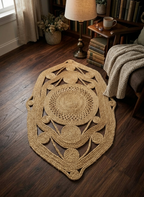 Natural Jute Accent Rug | Unique Ogee Shape 2x3 Mat