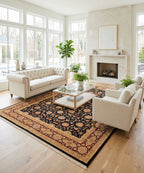 Royal Vintage Hand-Knotted New Zealand Wool & Silk Rug | Black & Red (9x12)