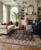 8x10 Hand-Knotted Navy Serapi Wool Rug