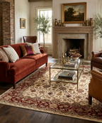 8x11 ft Hand-Tufted Wool Serapi Style Rug - 5x8 ft Cream & Rust Red rug