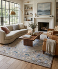 Vintage Medallion Hand-Tufted Wool Rug | Slate Blue & Taupe Area Rug