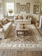 Authentic Hand-Knotted Oushak Wool Rug | Muted Earth Tones