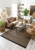 5x8 Handwoven Jute Rug , Unique Geometric Kilim Style Area Rug
