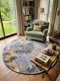 Radiant Abstract Round Wool & Silk Rug, Available in 6x6 ft, 8x8 ft and 9x9 ft
