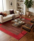 6x9 Red & Brown Gabbeh Area Rug, Modern Hand-Knotted Wool Carpet