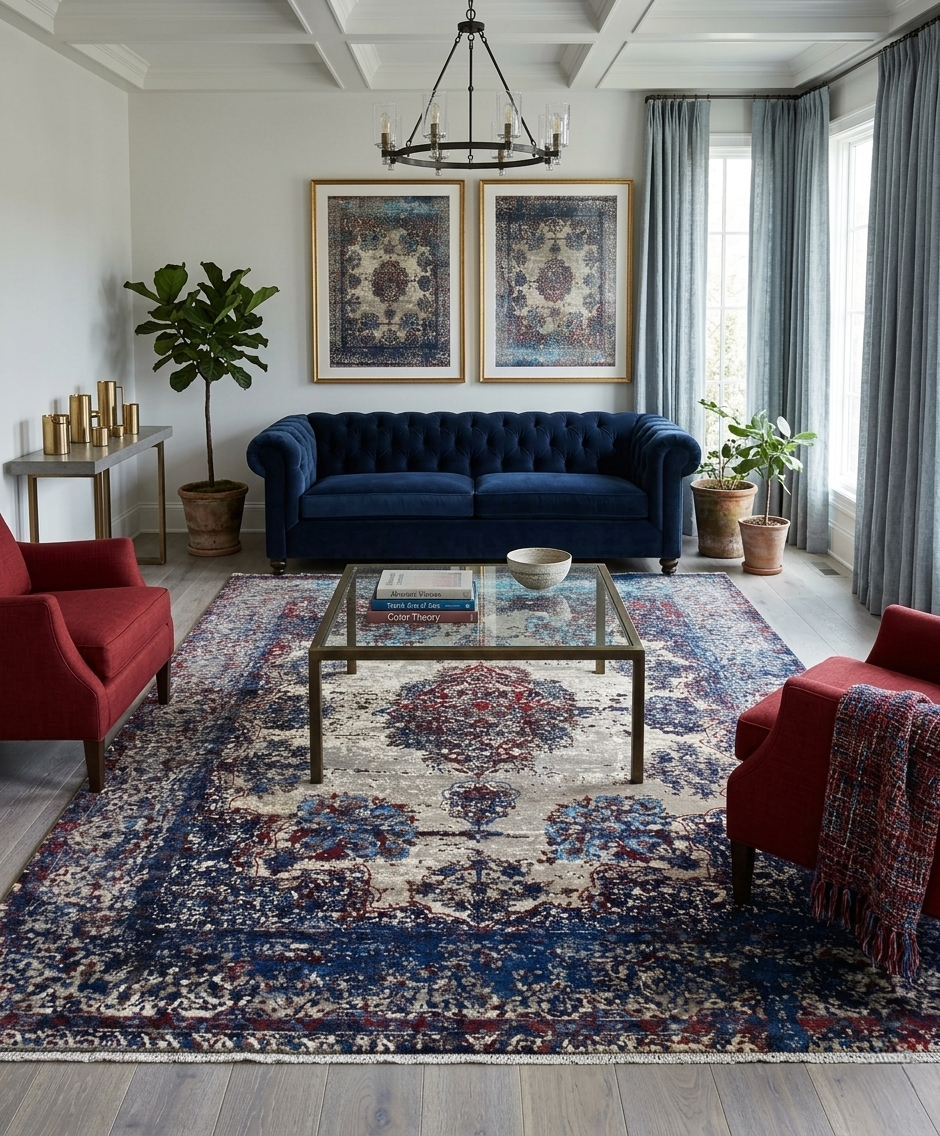 8x10 Luxury Hand-Knotted Wool & Bamboo Silk Rug | Distressed Medallion