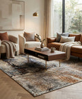 Hand Knotted Modern Abstract Area Rug | Luxury Wool & Bamboo Silk Contemporary Designer Carpet for Living Room & Bedroom