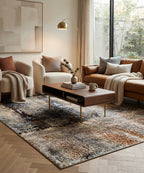 Hand Knotted Modern Abstract Area Rug | Luxury Wool & Bamboo Silk Contemporary Designer Carpet for Living Room & Bedroom