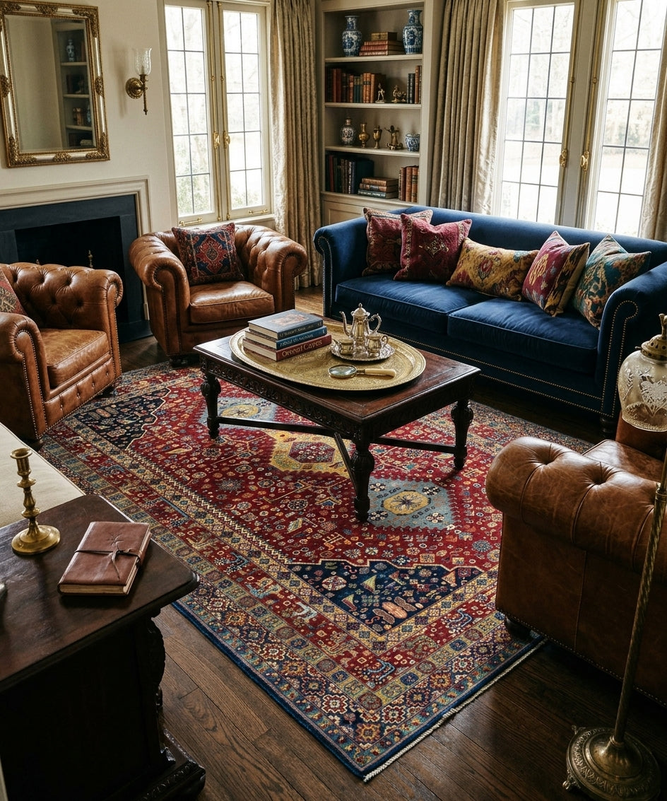 Handmade Traditional Persian Oriental Area Rug | Royal Vintage-Inspired NZ Wool & Silk Carpet | 4x6, 5x8 & Runner Sizes | Luxury 14/14 Knot Count