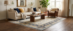 10x14 Oversized Hand Knotted Wool Rug - Ivory and Navy Blue Traditional Persian Style Area Rug