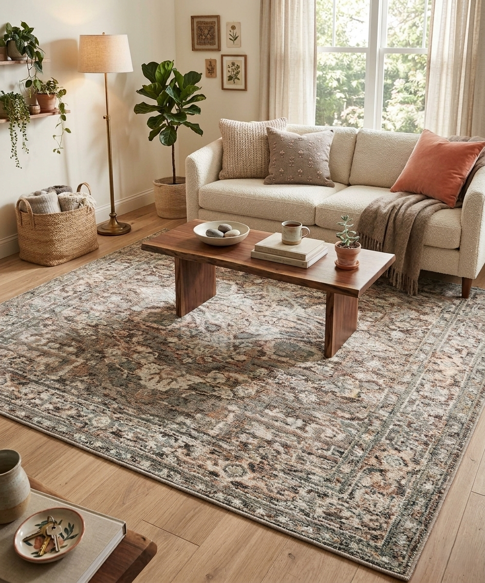 8x10 Hand-Knotted Textured High-Low medallion Style Wool & Jute Rug