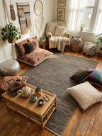 6 x 8 Hand-Braided Natural Jute Area Rug , Farmhouse Decor Chunky Woven Carpet