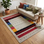 Modern Tribal Elegance: Handmade 8x9 Gabbeh Wool Rug