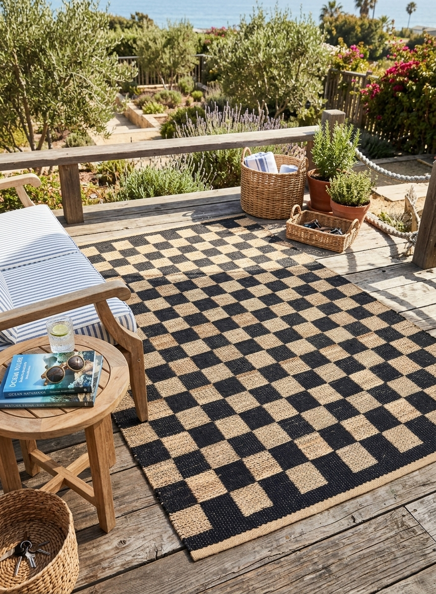 6x8 Natural Classic Checkered Jute Area Rug