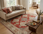 8x10 Hand-Knotted Rust & Beige Wool Rug | Traditional Oushak Style