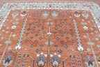 Hand-Knotted Tree of Life Wool Area Rug | Terracotta Rust & Sage Green Custom Size Rug | Handcrafted in India