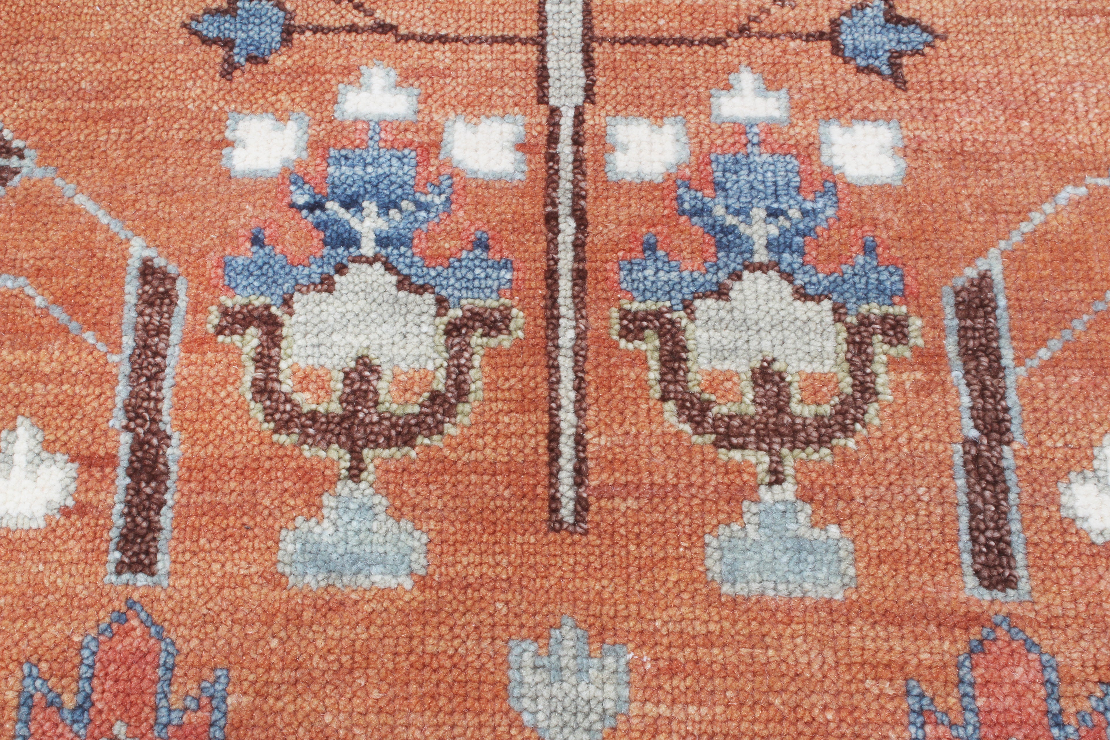 Hand-Knotted Tree of Life Wool Area Rug | Terracotta Rust & Sage Green Custom Size Rug | Handcrafted in India