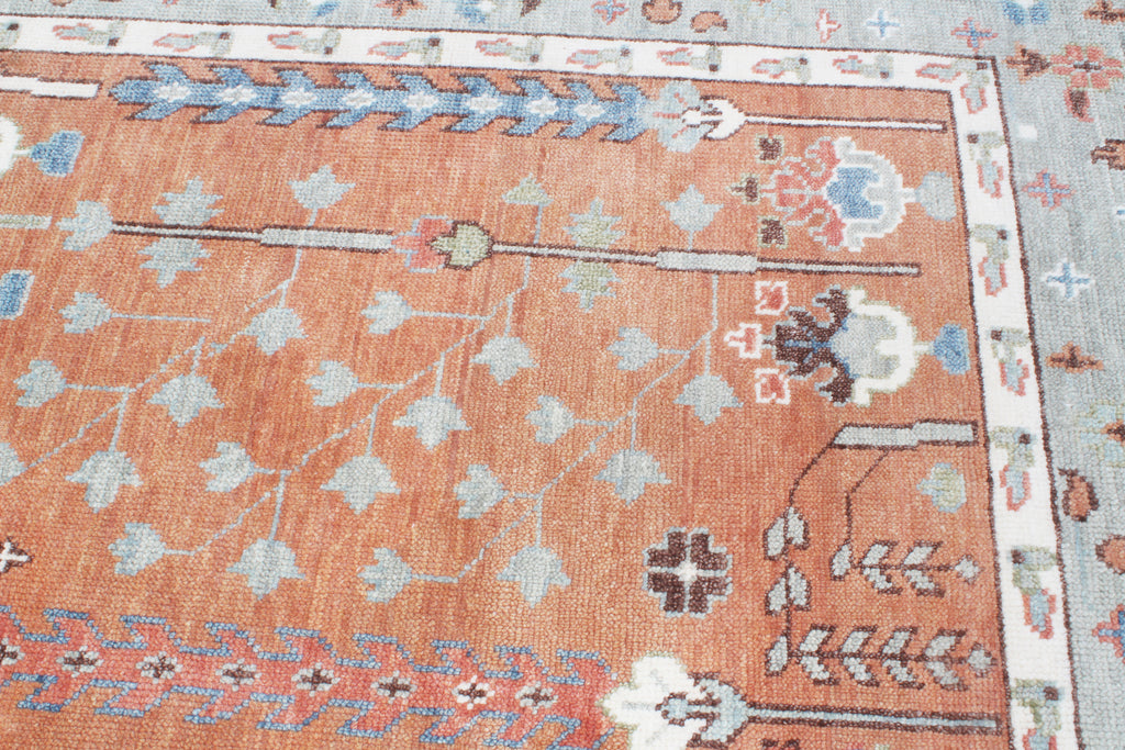 Hand-Knotted Tree of Life Wool Area Rug | Terracotta Rust & Sage Green Custom Size Rug | Handcrafted in India