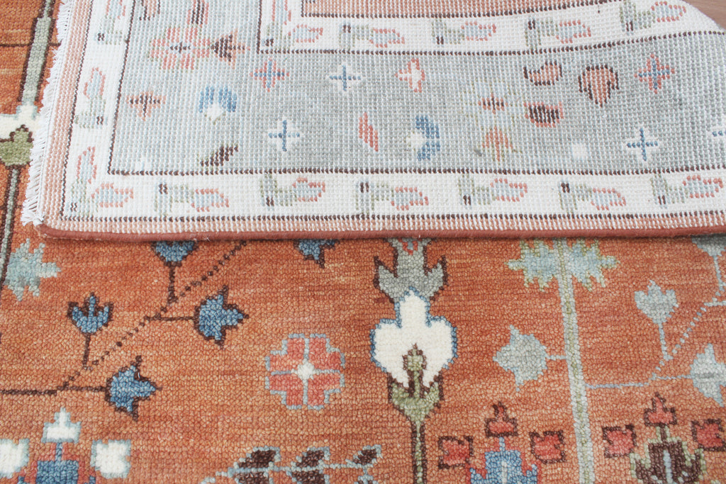 Hand-Knotted Tree of Life Wool Area Rug | Terracotta Rust & Sage Green Custom Size Rug | Handcrafted in India