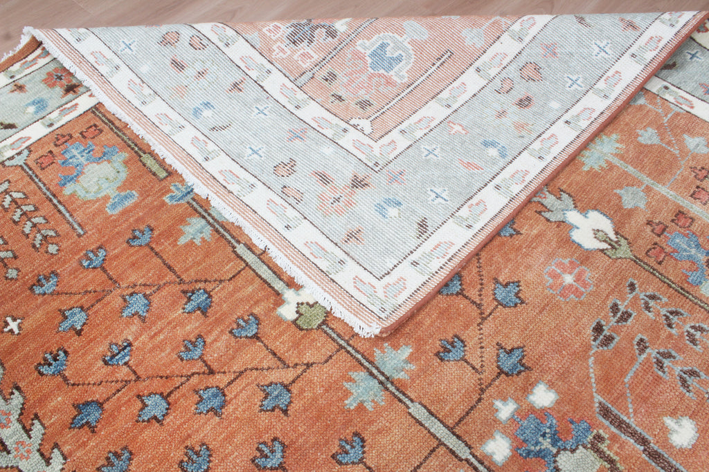 Hand-Knotted Tree of Life Wool Area Rug | Terracotta Rust & Sage Green Custom Size Rug | Handcrafted in India