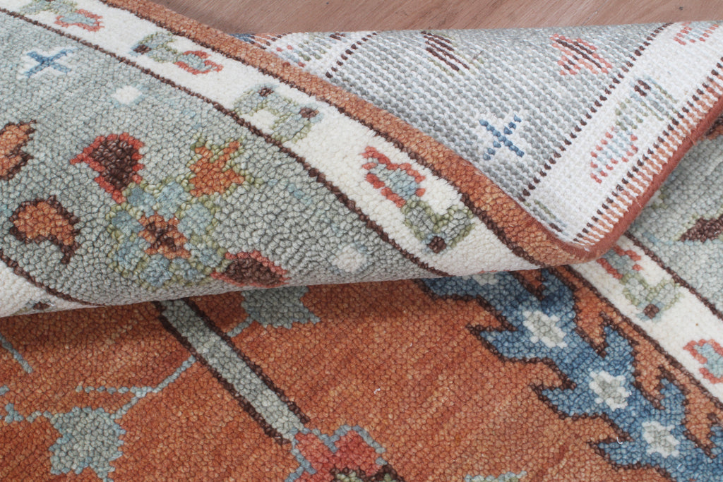 Hand-Knotted Tree of Life Wool Area Rug | Terracotta Rust & Sage Green Custom Size Rug | Handcrafted in India