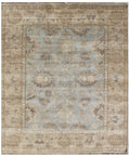 Hand-Knotted Wool Oushak Style Area Rug (8x10) — Blue, Taupe & Beige Vintage-Inspired rug