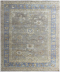 8x10 Oushak Style Wool Rug – Transitional Vintage Soft Blue & Neutral Area Rug