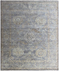 Hand-Knotted Oushak Style Wool Rug (8x10) — Soft Blue & Neutral