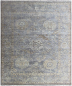 Hand-Knotted Oushak Style Wool Rug (8x10) — Soft Blue & Neutral
