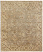 Hand-Knotted 8x10 Oushak Wool Rug | Neutral Taupe & Beige Traditional Oriental Area Rug for Living Room & Bedroom