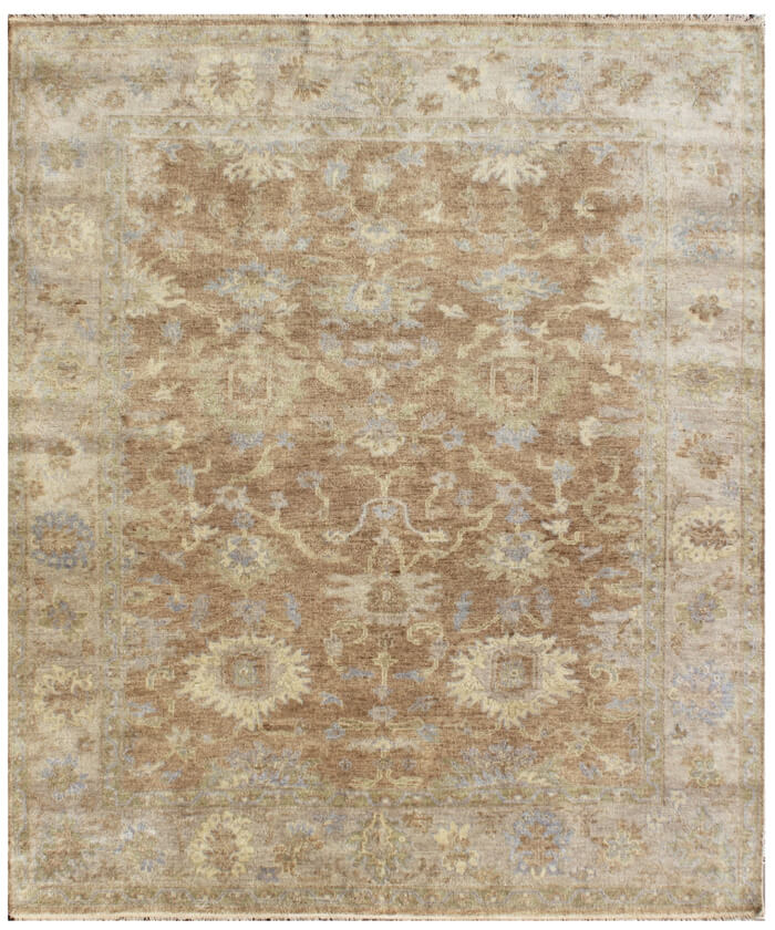 Hand-Knotted Oushak Area Rug (8x10) – Luxury Wool Vintage-Style Floral Accent Rug for Living Room & Bedroom