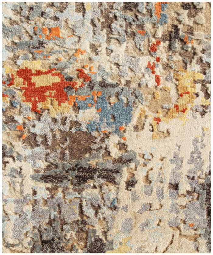 Hand-Knotted Luxury Wool & Bamboo Silk Modern Abstract Area Rug | 100 KPSI Designer Rug for Living Room & Dining Room