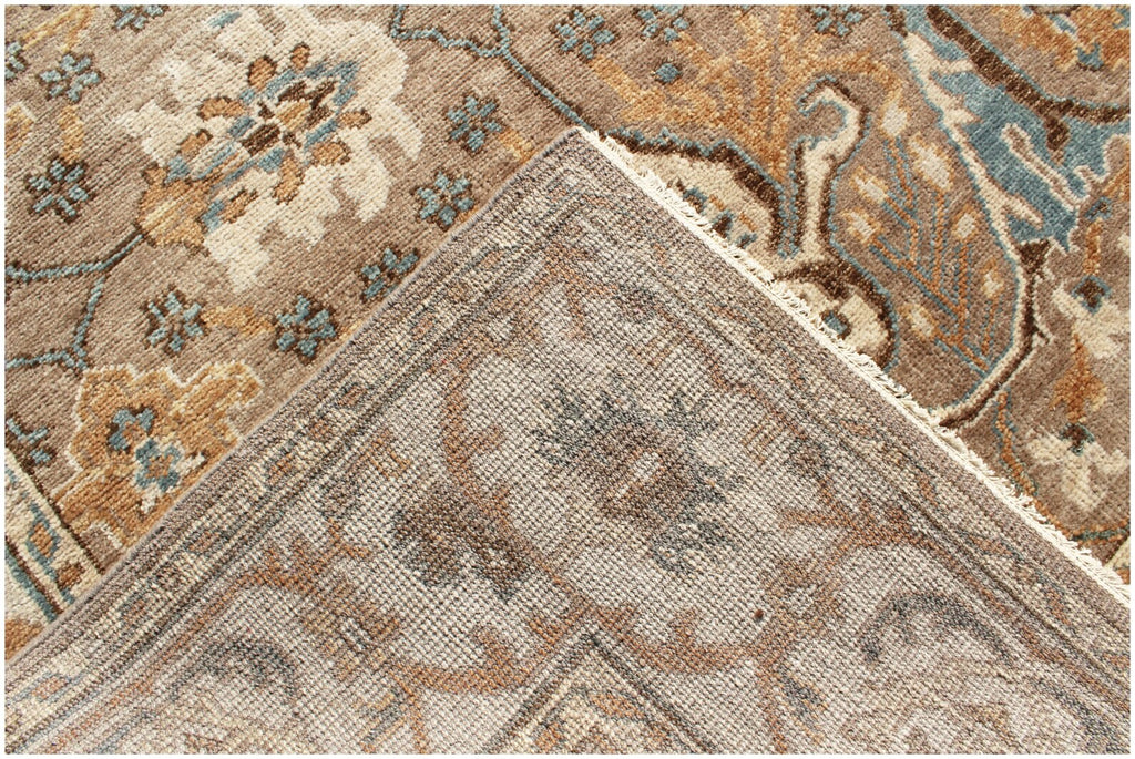 8x10 Hand-Knotted Wool Rug | Terracotta & Slate Blue Traditional Oushak