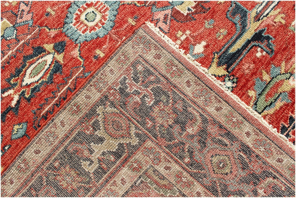 8x10 ft Hand-Knotted Wool Oushak Rug | 9x12 ft Terracotta & Slate Blue