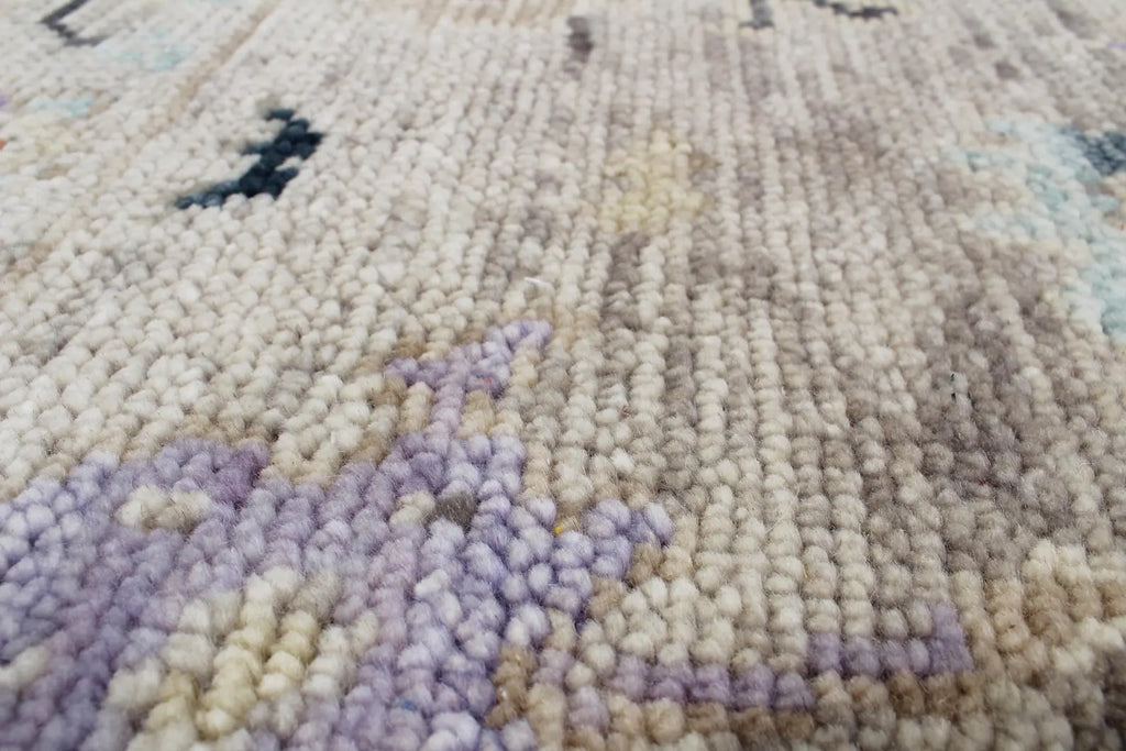 8x10 ft and 9x12 ft Hand-Knotted Silver Oushak Wool Rug – Muted Apricot, Slate & Sage