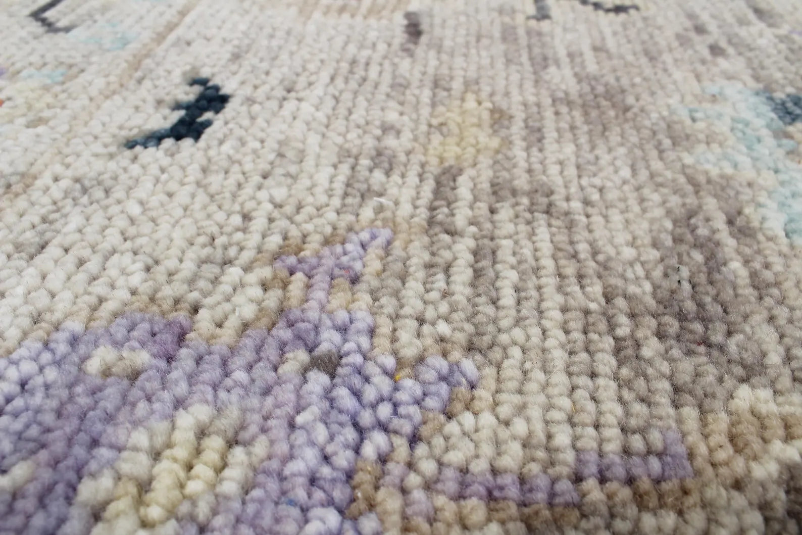 8x10 ft and 9x12 ft Hand-Knotted Silver Oushak Wool Rug – Muted Apricot, Slate & Sage