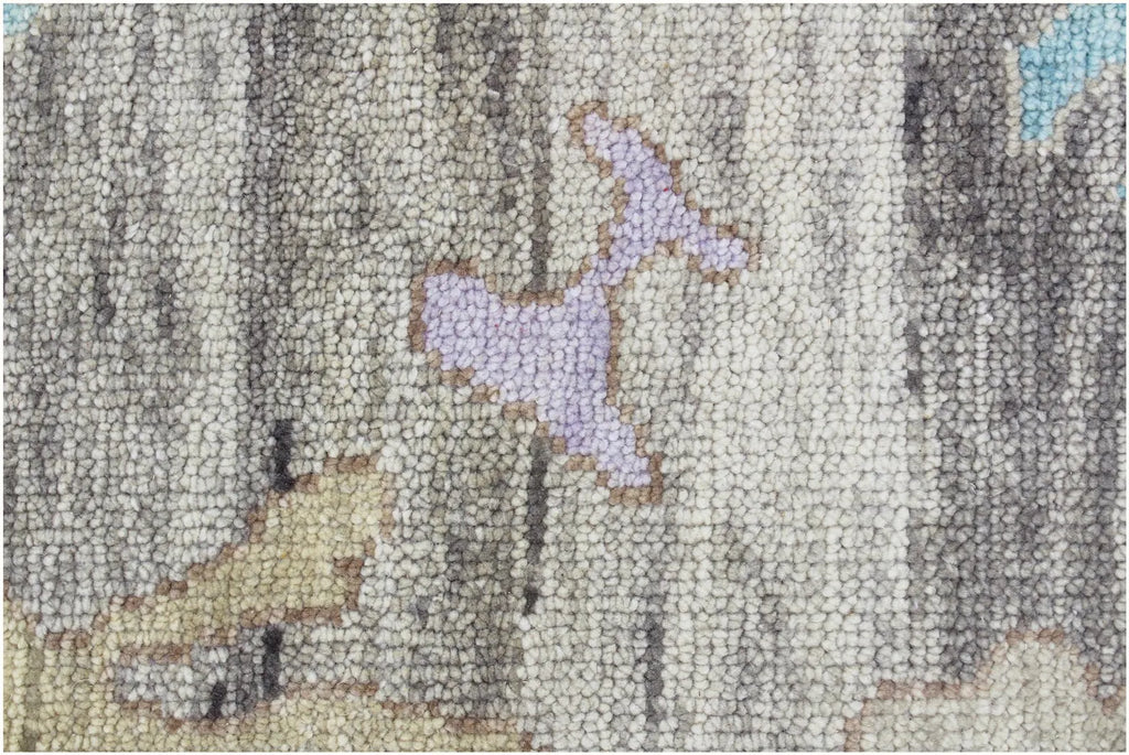 8x10 ft and 9x12 ft Hand-Knotted Silver Oushak Wool Rug – Muted Apricot, Slate & Sage