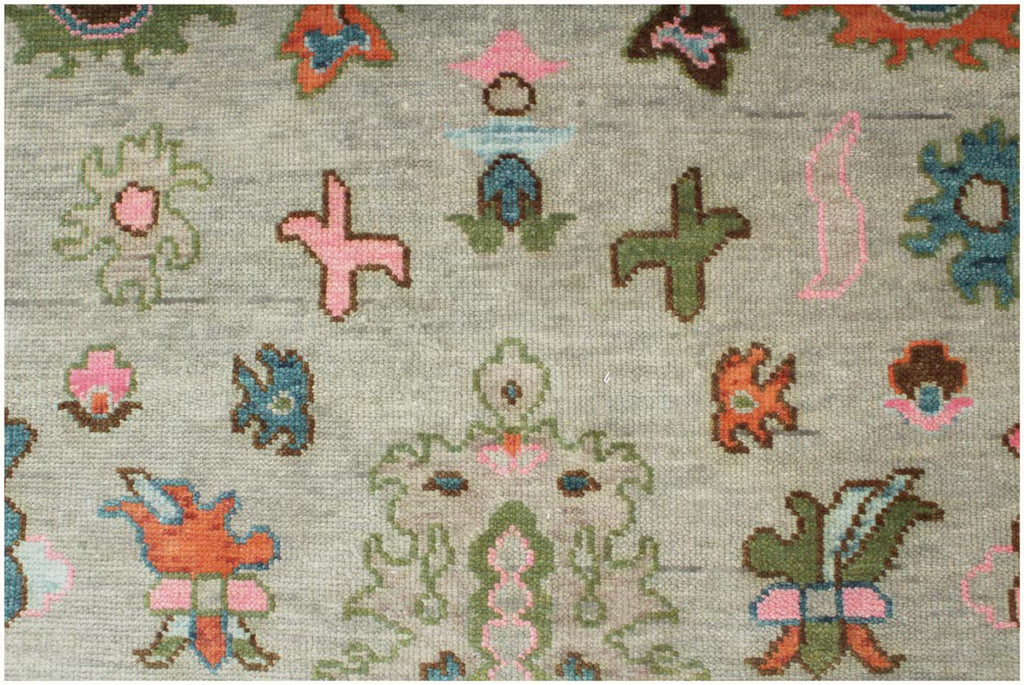 Hand Knotted Turkish Oushak Wool Rug, 8x10 pastel green wool Area Rug