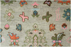 Hand Knotted Turkish Oushak Wool Rug, 8x10 pastel green wool Area Rug