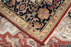 Hand Knotted Wool Heriz Serapi Rug - Red Navy Blue Traditional Persian Area Rug
