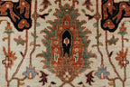 9x12 Ivory Hand Knotted Serapi Heriz Wool Rug - Large Antique Style Terracotta Area Rug