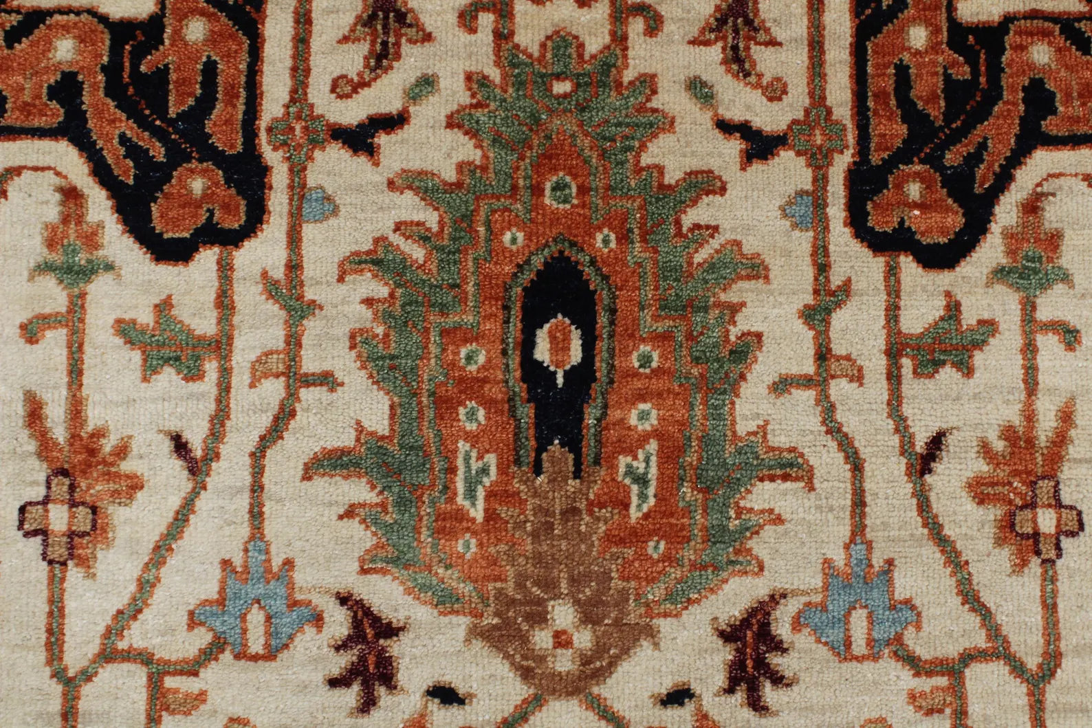 9x12 Ivory Hand Knotted Serapi Heriz Wool Rug - Large Antique Style Terracotta Area Rug