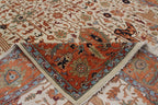 9x12 Ivory Hand Knotted Serapi Heriz Wool Rug - Large Antique Style Terracotta Area Rug