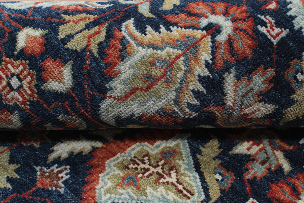8x10 Hand Knotted Wool Rug - Navy Blue & Rust Traditional Oriental Area Rug