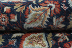 8x10 Hand Knotted Wool Rug - Navy Blue & Rust Traditional Oriental Area Rug