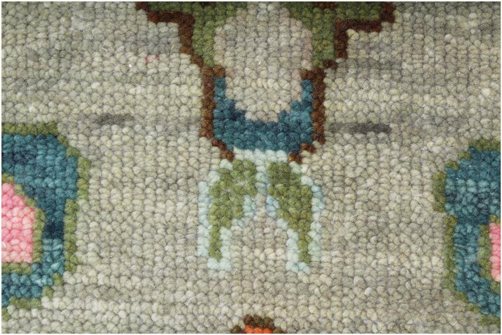 Hand Knotted Turkish Oushak Wool Rug, 8x10 pastel green wool Area Rug