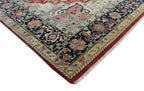 Hand Knotted Wool Heriz Serapi Rug - Red Navy Blue Traditional Persian Area Rug