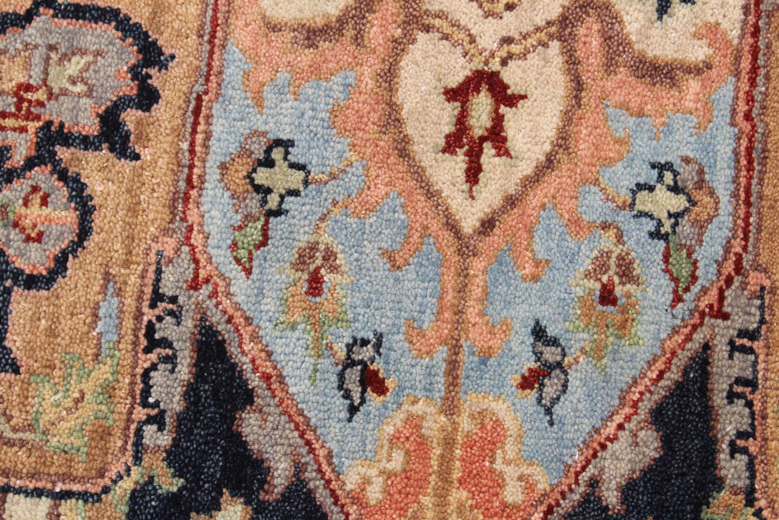 Hand Knotted Wool Heriz Serapi Rug - Red Navy Blue Traditional Persian Area Rug