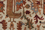 9x12 Ivory Hand Knotted Serapi Heriz Wool Rug - Large Antique Style Terracotta Area Rug