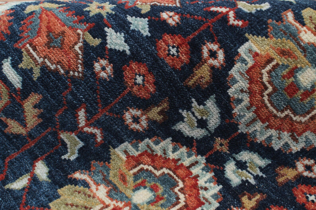 8x10 Hand Knotted Wool Rug - Navy Blue & Rust Traditional Oriental Area Rug